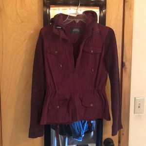 Burgundy Utility hooded Jacket